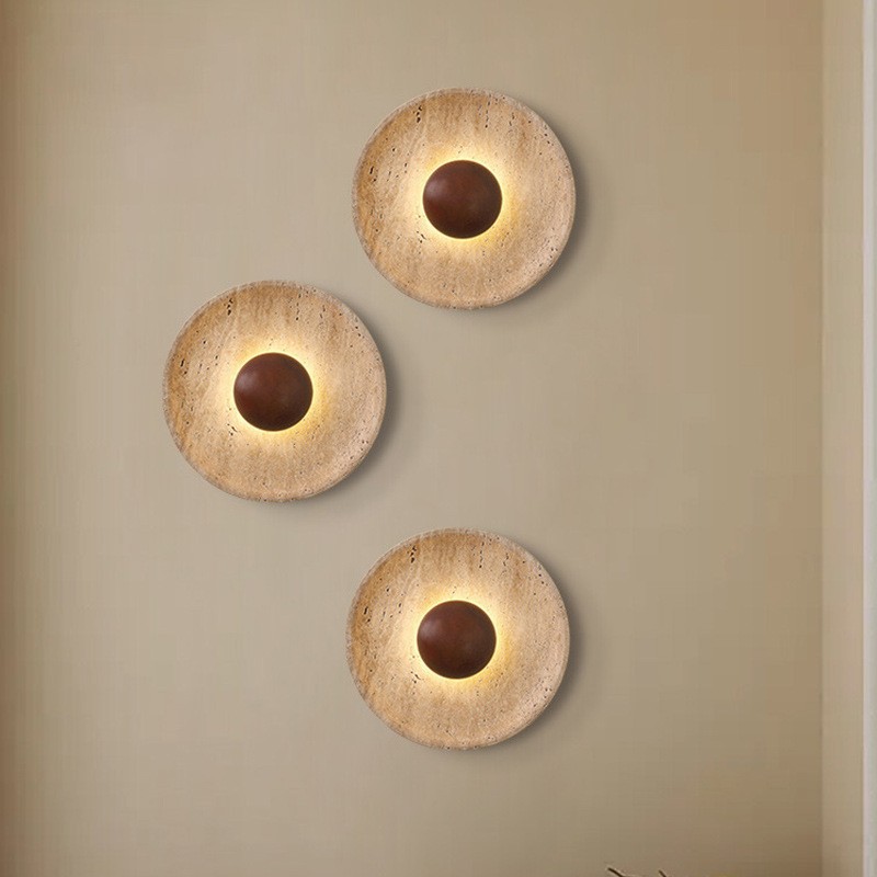 Interior Design Japandi - İskandinav Yuvarlak Koridor Apliği Işık Taş