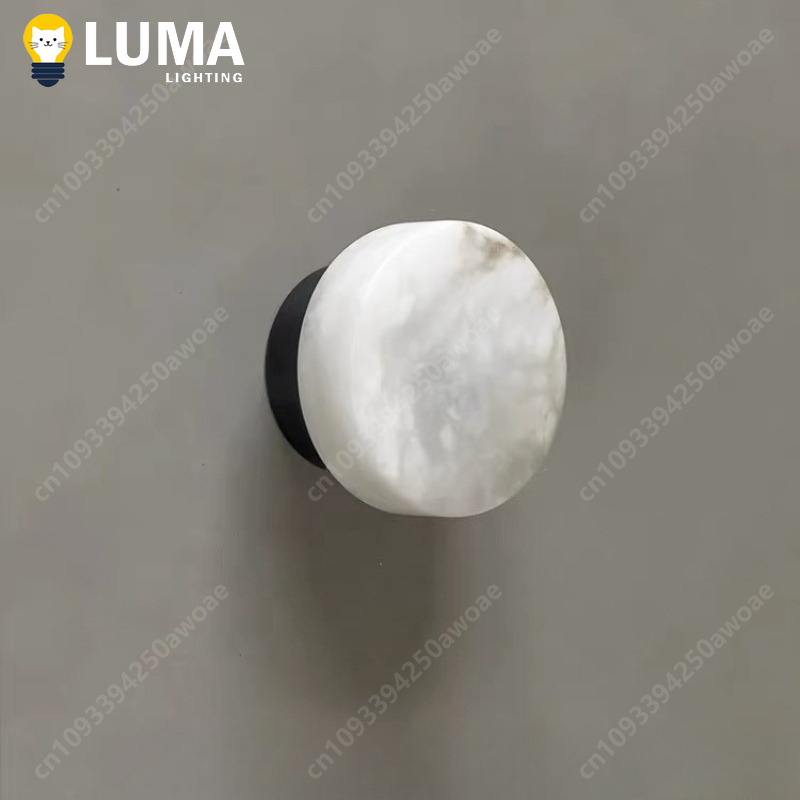 Interior Design Japandi - Doğal İspanyol Mermer Duvar Lambası, Lüks