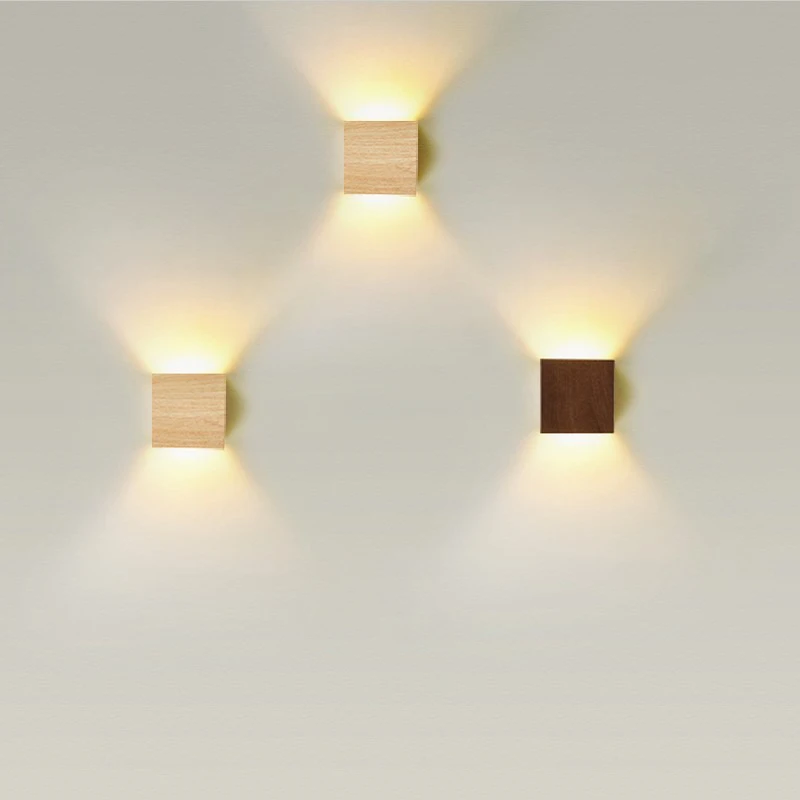 Interior Design Japandi - Yaratıcı ahşap Led duvar lamba yayan