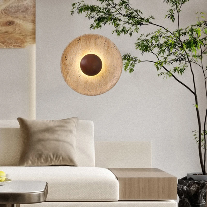 Interior Design Japandi - Modern Doğal Taş Duvar Lambası Aplik,