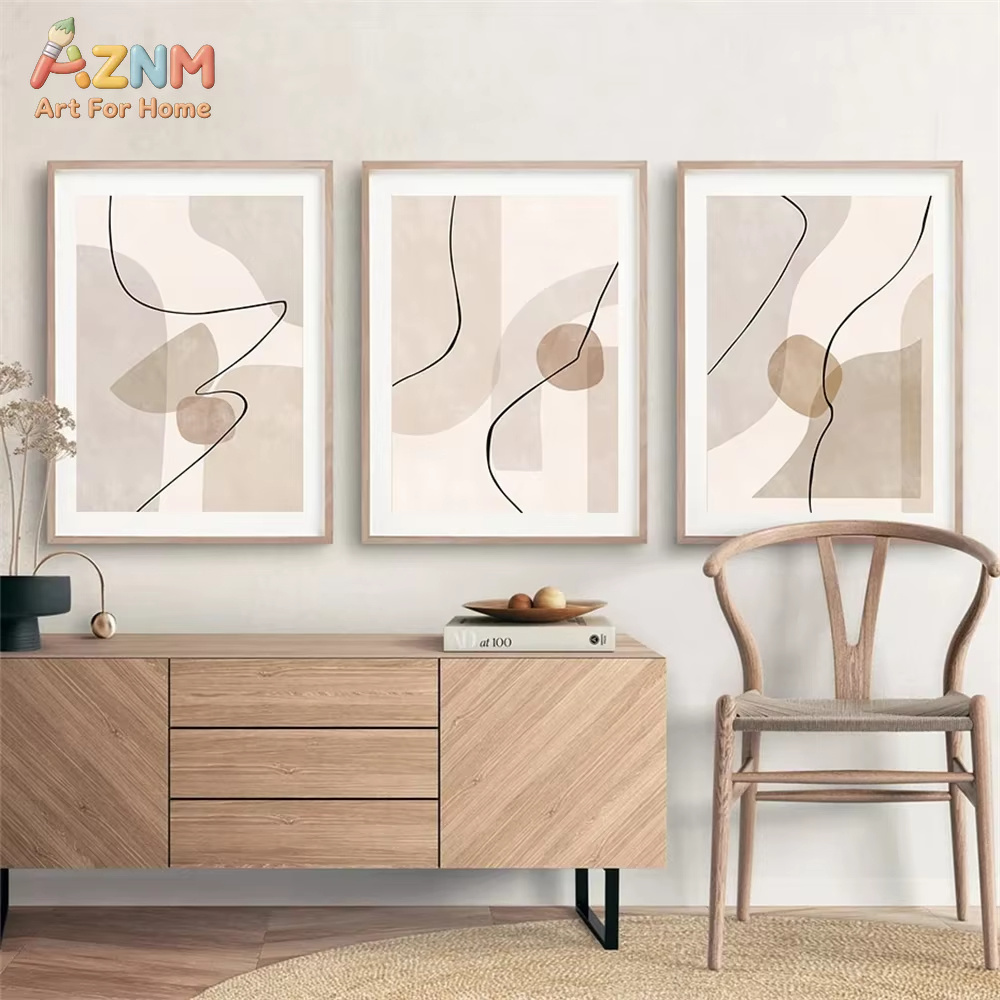 Soyut Bej Geometri Çizgi Duvar - Interior Design Modern incelemesi ve fiyatı